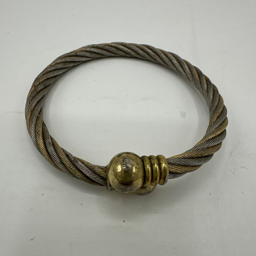 Vintage No Clasp Bracelet Braided Silver Gold Tone Costume Fashion Jewelry